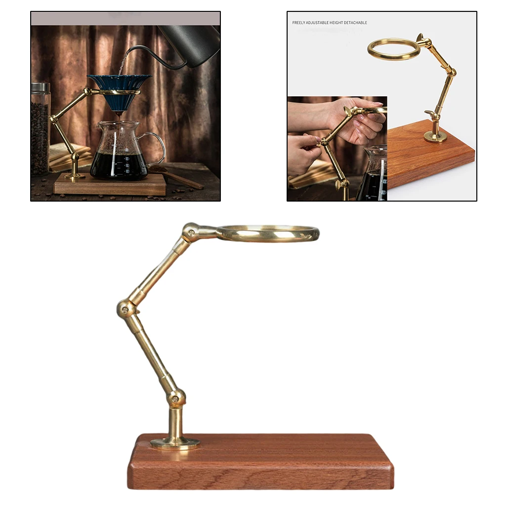 

Hand Coffee Filter Holder Wood Base Adjustable Cup Holder Hand Coffee Filter Dripper Pot Rack Holder Stand Coffee Accessory