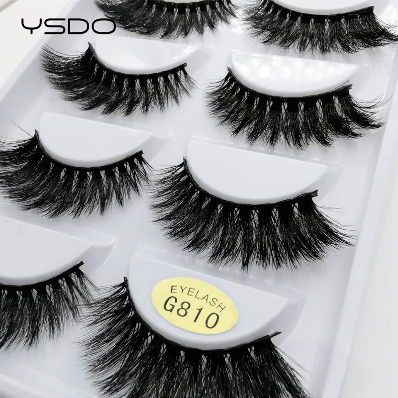G810 YSDO 5 пар ресницы maquillaje 3d ресницы из меха норки натуральные ресницы ручной работы накладные ресницы объем 3d норковые ресницы - Цвет: G810