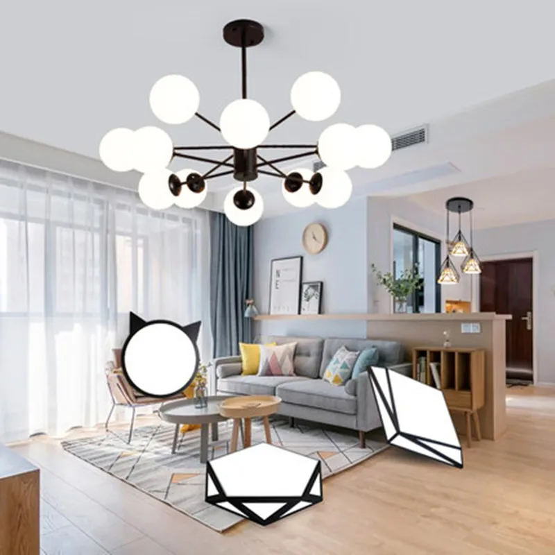 Винтажный светодиодный потолочный светильник лампа в скандинавском стиле для