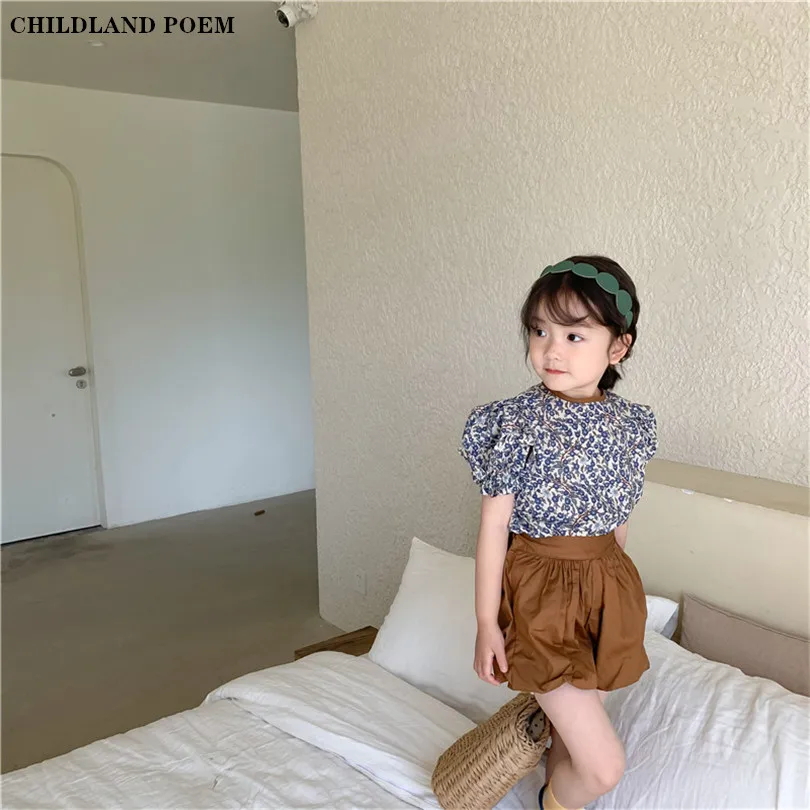 

Комплект летней детской одежды для девочек, футболка с цветочным принтом и шорты, 2 шт.