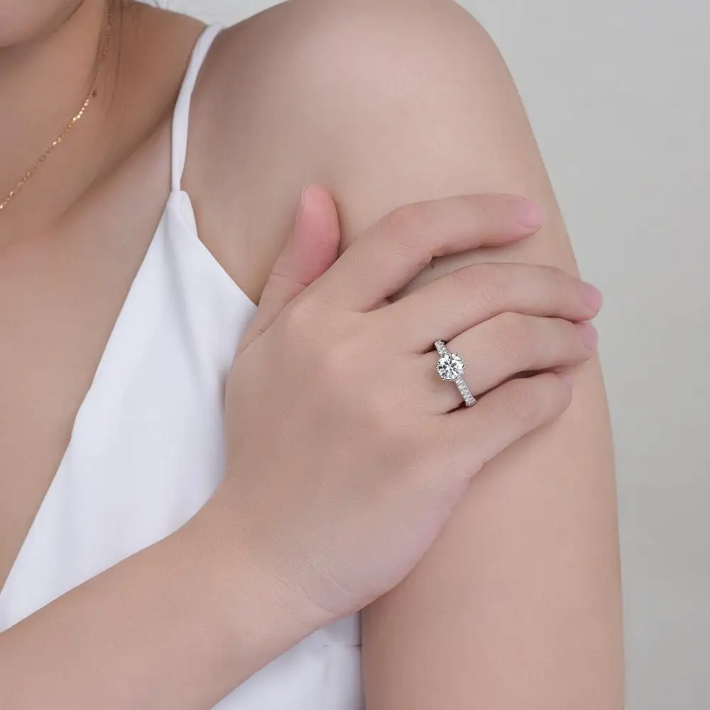 DovEggs Новое поступление Винтаж однотонные S925 стерлингового серебра центр 1.5ct 7 5mm