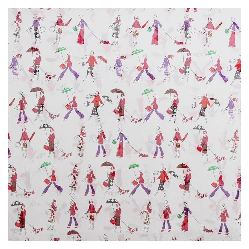 

Abstract character printed silk chiffon silk fabric light and light floating spring and summer dress fabric