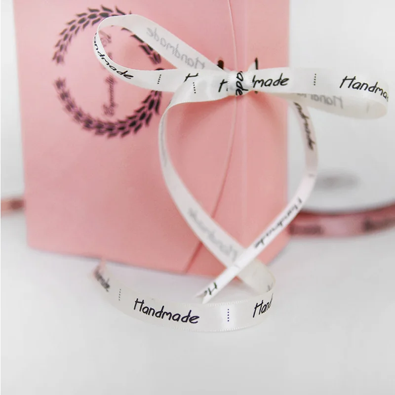 Шелковые атласные ленты с буквенным принтом 1 см 2 м/лот для упаковки подарков на