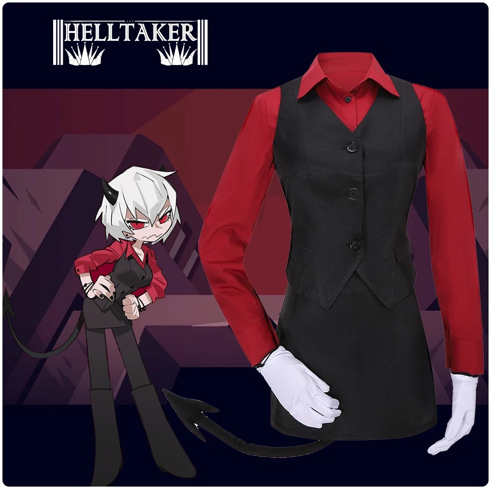 

Helltaker Malina Cosplay Costume the sour demon Red Shirt Uniform Girls Jacket Pants Shirt Halloween Costume For Women