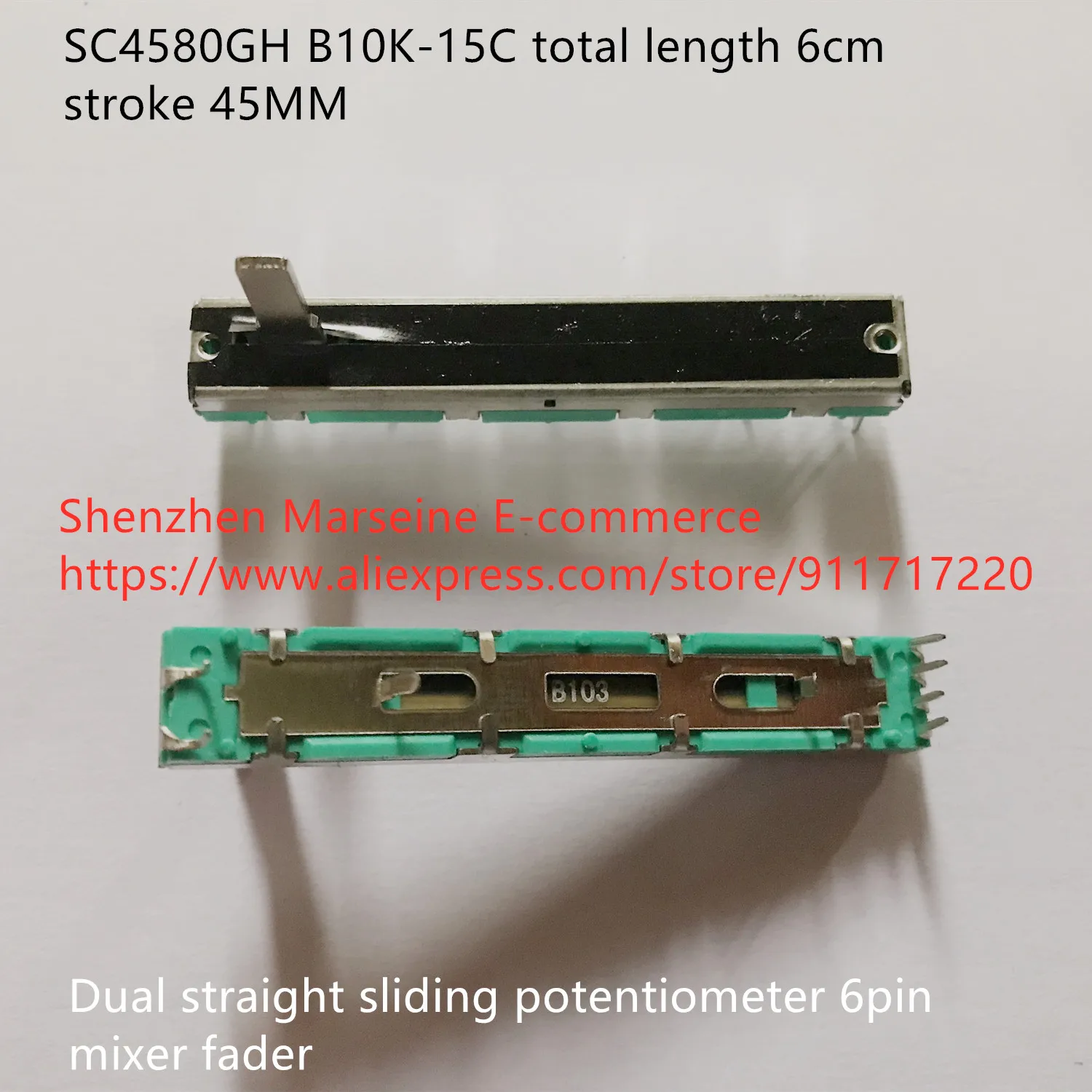 Оригинальный новый 100% SC4580GH B10K-15C всего 6 см ход поршня 45 мм двойной прямое скольжение потенциометр 6pin звукомикшер (переключатель)