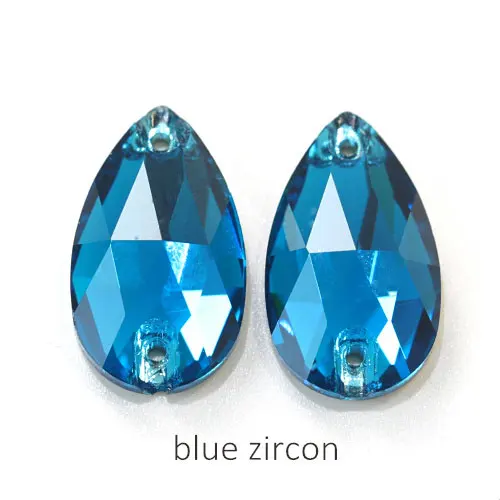 Blue Zircon 11x18 мм Красочные 24 цвета лучшее качество пришить стразы каплевидной формы бутик стекло Flatback пришить декоративные камни для одежды F0051 - Цвет: Blue Zircon