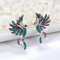 phoenix shaped earrings women earrings inlaid colorful cubic zirconia fashion stud earrings give girlfriend birthday gift