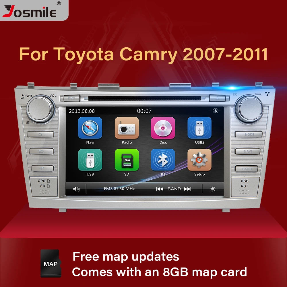 Мультимедийная система Josmile 2 Din Автомобильная DVD для Toyota Camry 2007 2008 2009 2010 2011 Auroin 2006 GPS