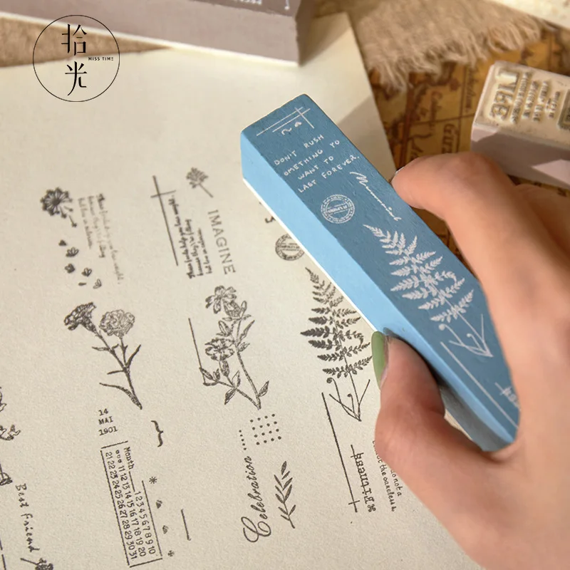 

Vintage Plant Language Grass Decoration Stamp Wooden Rubber Stamps For Scrapbooking Stationery DIY Craft Standard Stamp