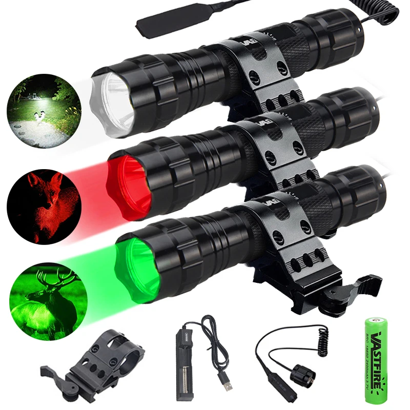 

1000lm 501B XM-L T6/Q5 Led Hunting Flashlight Tactical Rifle Scope Weapon Gun Light+45° Rail Mount+Remote Switch+18650+Charger