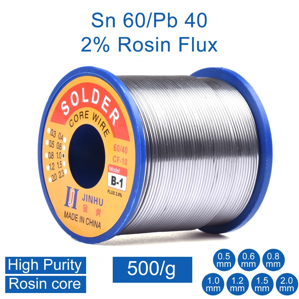500g 0.5mm 0.8mm 1.0mm 2.0mm 60% Tin Rosin Core Solder Wire for Electrical repair, IC repair