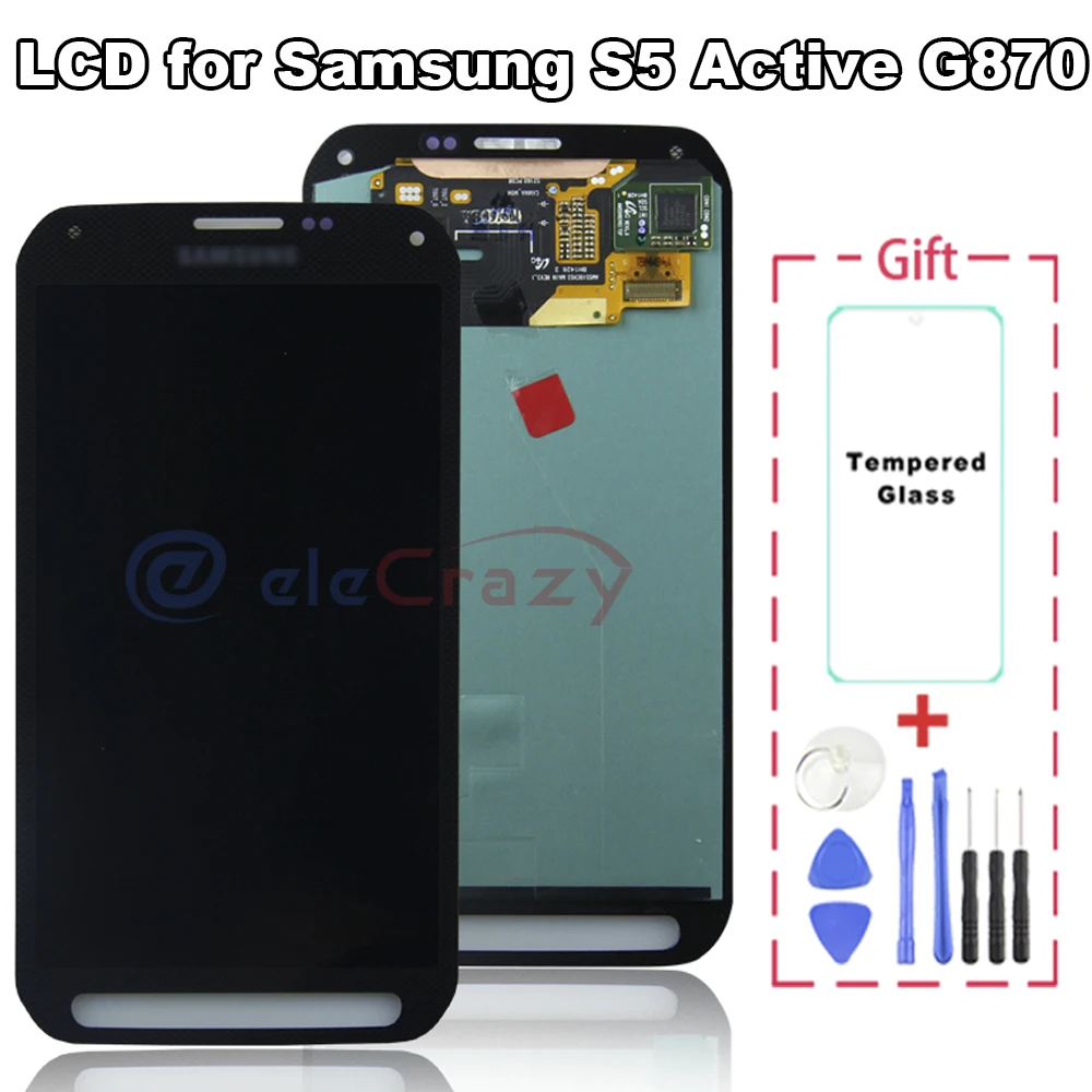ЖК-дисплей для Samsung Galaxy S5 active G870 G870F G870 G870A, сенсорный экран с дигитайзером в сборе, замена 100% протестирована, оригинал