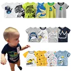 От 2 до 7 лет, с принтом динозавра, хлопковая футболка для маленьких мальчиков, 2021, летняя детская мультяшная одежда с короткими рукавами для мальчиков, топы, футболки