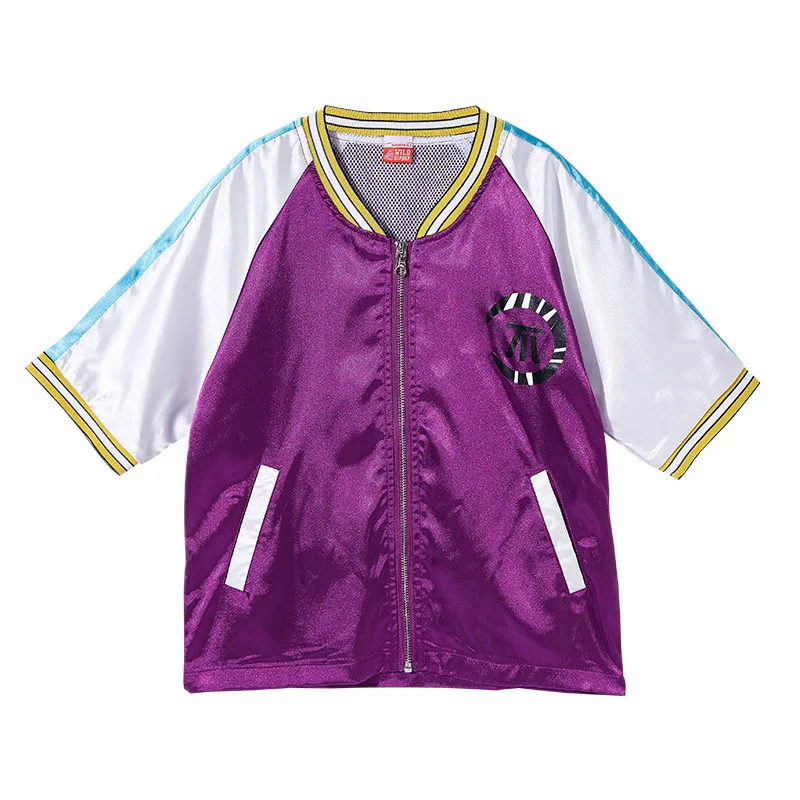 Детская одежда в стиле хип хоп фиолетовая куртка с блестками топы и брюки для