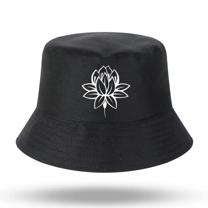 

DAWASARU Lotus Flower Buddhism Buddha Meditation Print Men Women Outdoor Panama Fishing Cap Fisherman Hat Harajuku Fishing Hat