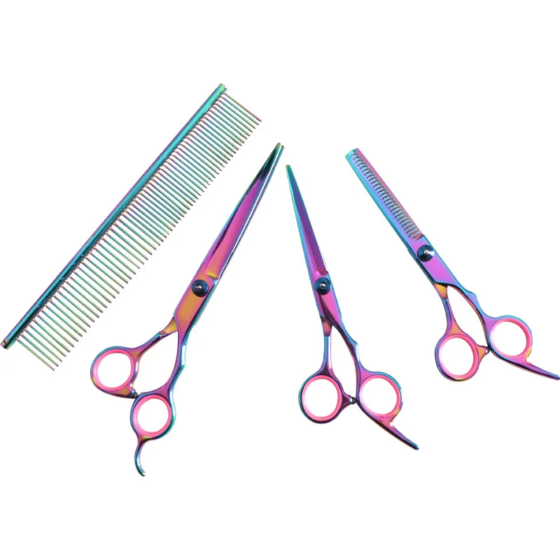 

Hairdressing professional pet haircut Scissors Set tooth scissors flat scissors thin scissors bangs scissors tools