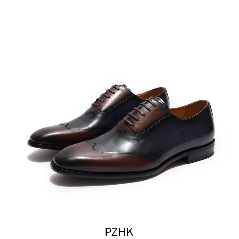 Sapatos Zapato Oxford Para Hombre Con Punta De Ala superna Cuero Vaca Genuino Cordones Zapatos Formales Colores Mezclados P | Обувь