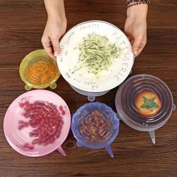 Домашний 6 шт./пакет Еда Класс силиконовый Обёрточная бумага свежие Саран крышкой