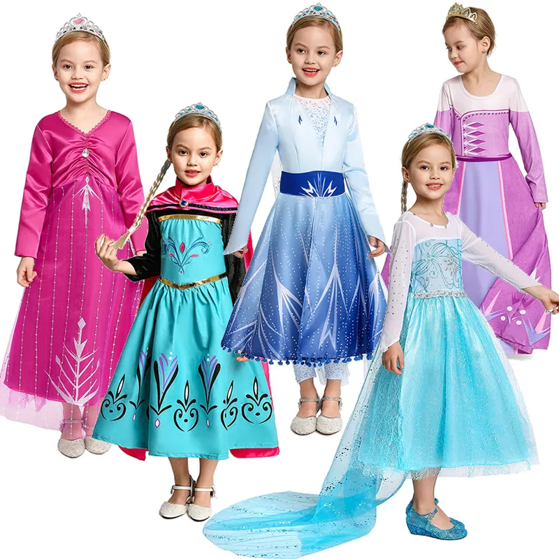 

Kids Elsa New Dress Girl Anna Princess Cosplay Costume Children Snowman Olaf Role Playing Anime Film Fancy Outfits Chistmas Gift
