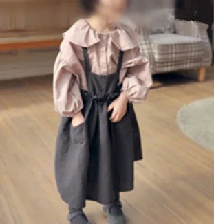 

Autumn Korean version of the children's wear girl cotton crumpled Lotus leaf collar doll shirt