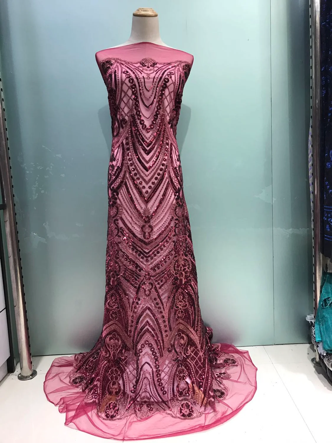 2020 высокое качество золотые пайетки кружевная ткань вышивка французский тюль