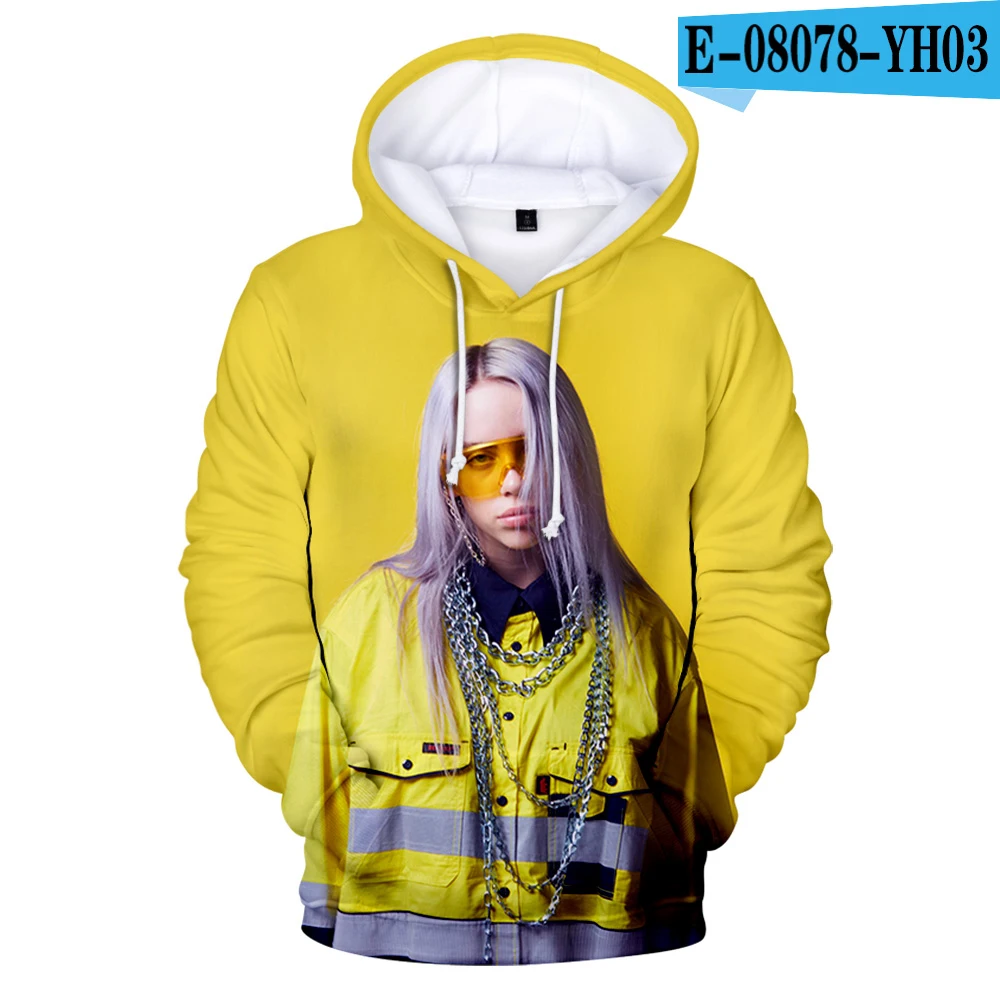 3D Новые модные толстовки с капюшоном Billie Eilish 3D, популярные мужские и женские пуловеры для мальчиков и девочек, повседневные толстовки Harajuku на осень и зиму - Color: 3D