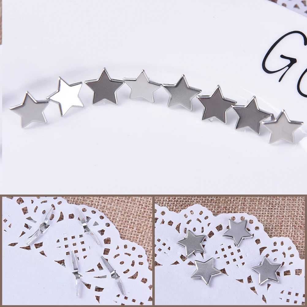 

20Pcs Mixed Pastel Star Brad Scrapbooking Embellishment Fastener Brads Metal Crafts For shoes Decoration Size 14 x10mm