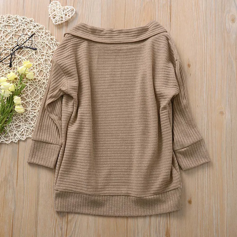 Su&eacute;ter de invierno para ni&ntilde;as, c&aacute;rdigan de punto de manga larga, Tops de punto para ni&ntilde;as, Color caqui/rojo vino, 2-7 a&ntilde;os-3