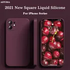 Чехол из жидкого силикона для iPhone 11 12 Pro Max Mini, квадратный защитный чехол для iPhone XS MAX, X, XR, 8, 7 PLUS, SE2, чехол