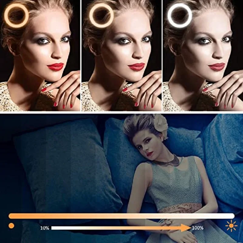 

3 in 1 360 Degree Mobile Phone Holder Stand Long Arm Flexible Desktop Cip Bracket Photography 3 modes Dimmable LED Selfie Light