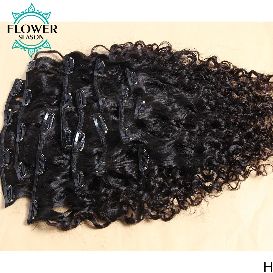 Накладные человеческие волосы с зажимом в виде водной волны Remy бразильские