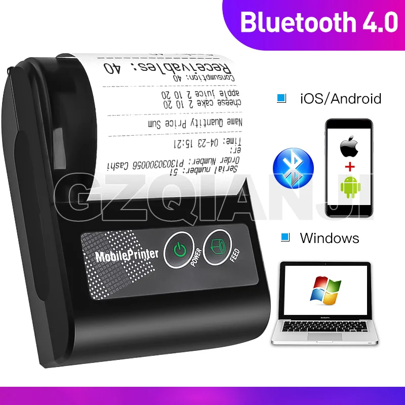 Портативный мини Bluetooth термальный принтер Карманный небольшой размер легко носить с собой беспроводной печати 58 мм квитанция для Windows Android IOS
