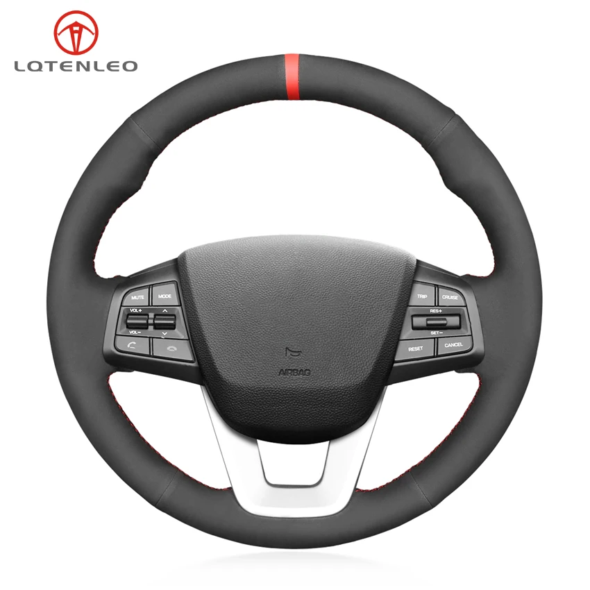 

LQTENLEO Black Suede Hand Car Steering Wheel Cover For Hyundai ix25 2014-2018 Creta 2016 2017 2018 ix35 2018 Elantra 2017 2018