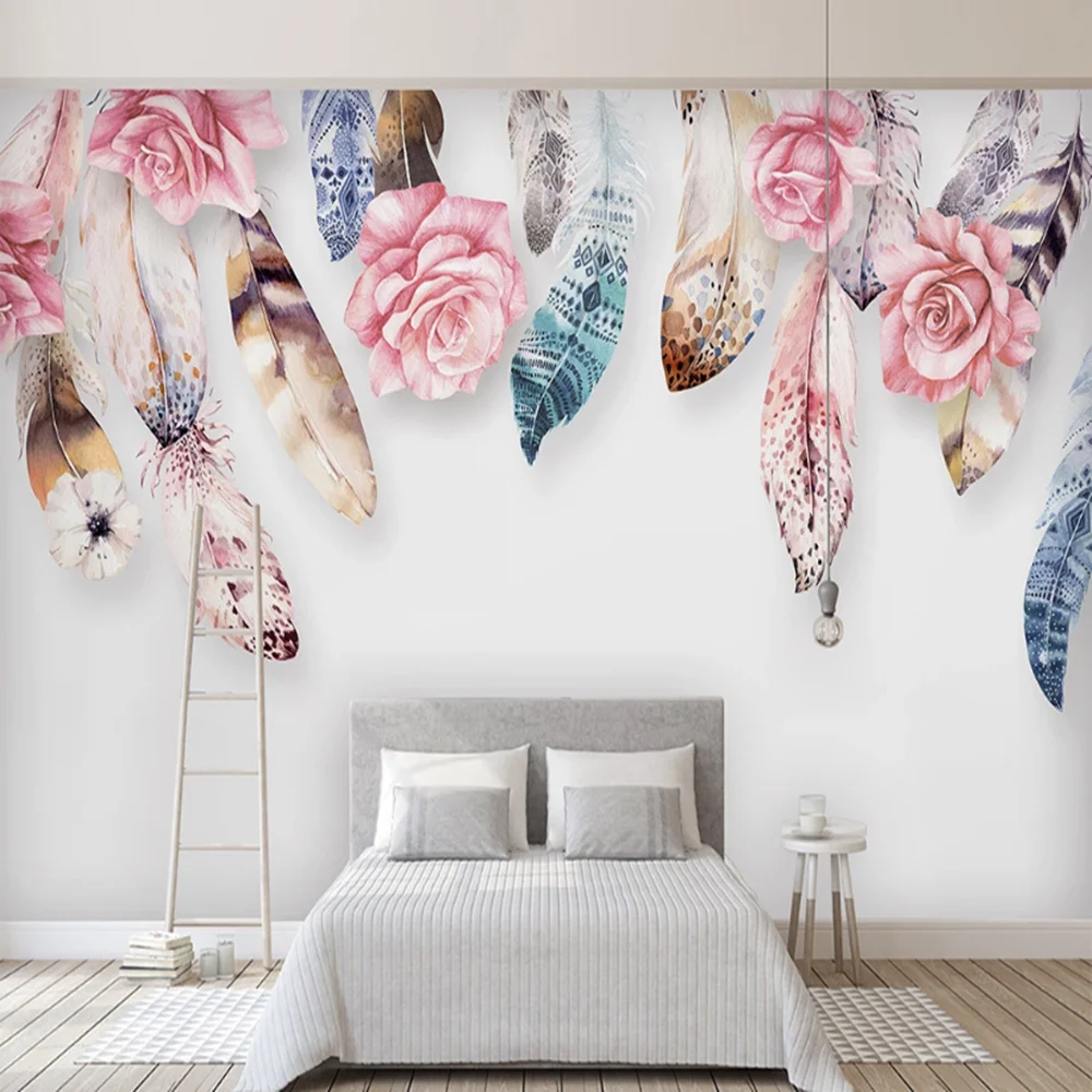 Пользовательский небольшой скандинавский свежий акварельный перо цветок milofi