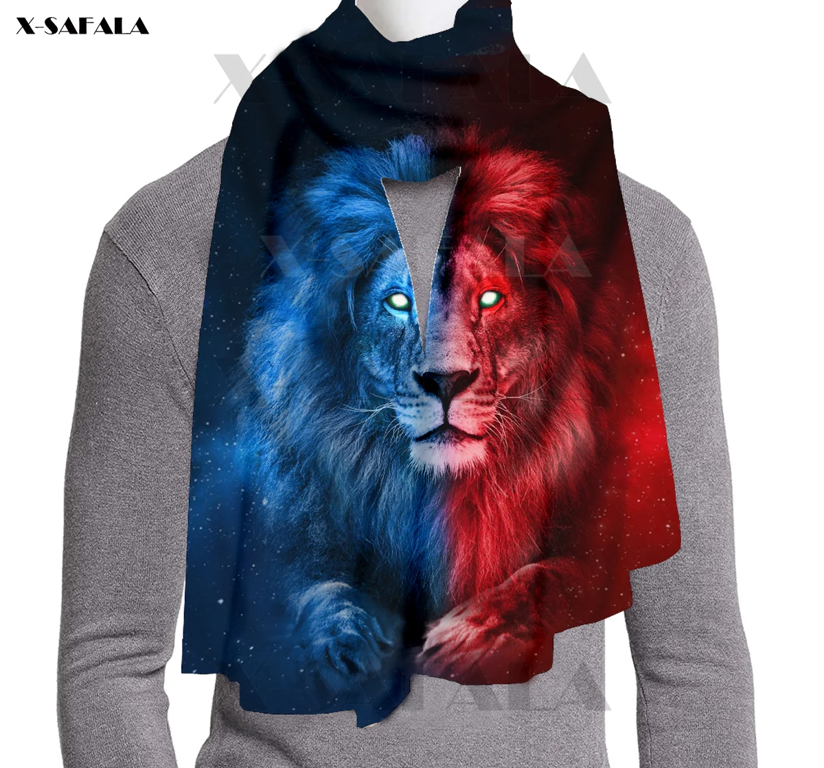 

Amazing Lion Tiger Animal Tattoo Special Printed Long 71 inches Thick Child Gift Scarf Shawl Warm Original Design Wool Women Men