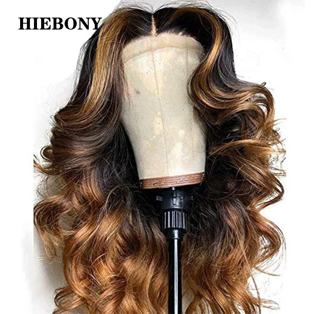 

14-26 Inch Highlight Wave Lace Front Human Hair Wigs with Baby Hair 13x6 Lace Front Wigs Bleached Knots Pre Plucked Lace Wigs