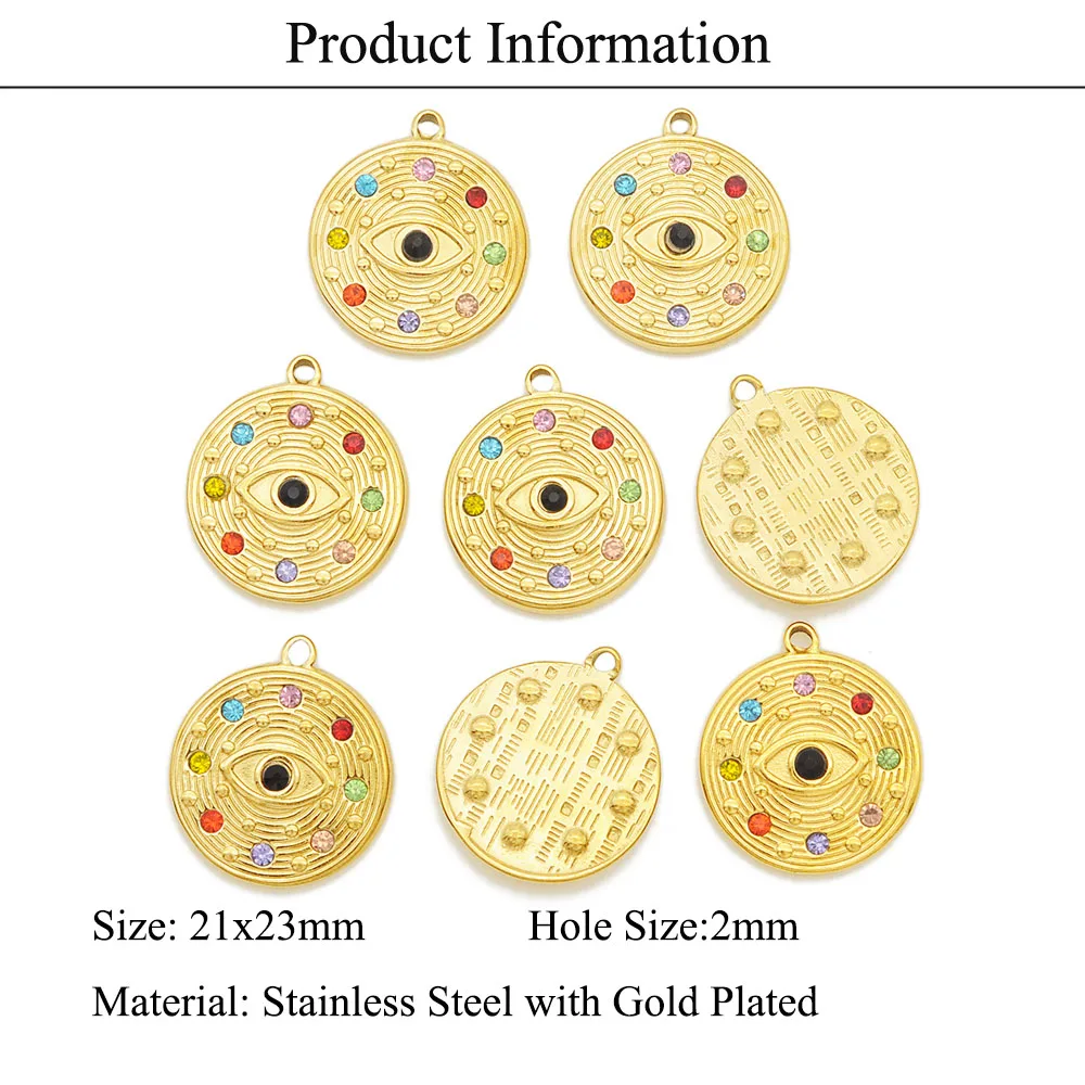 3 шт./лот 100% нержавеющая сталь золотой кулон от сглаза DIY ювелирные изделия Шарм