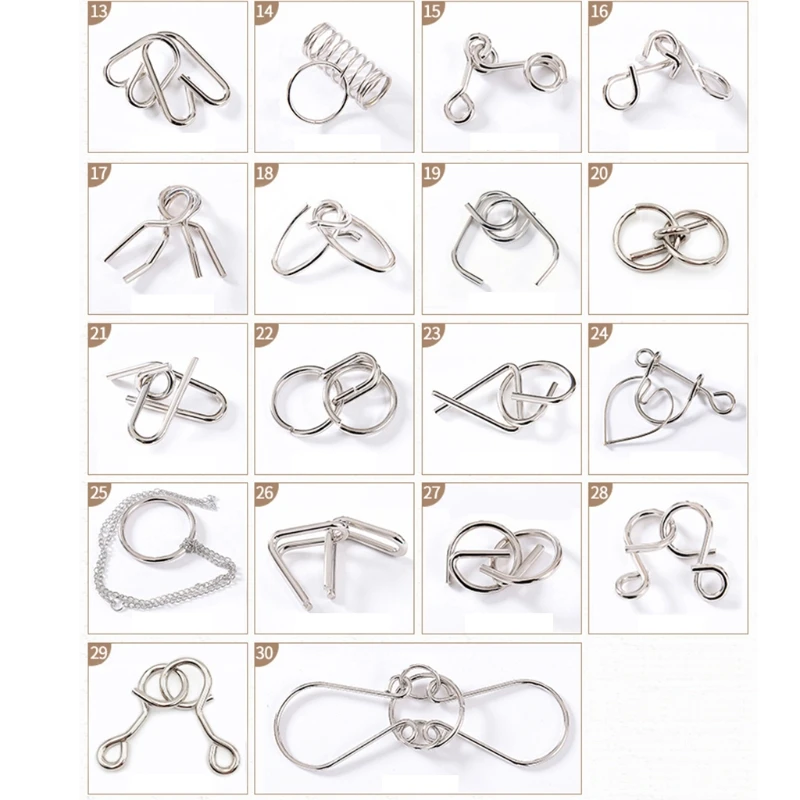

35-piece Brain Teaser Metal Ring Puzzle Set T5EC