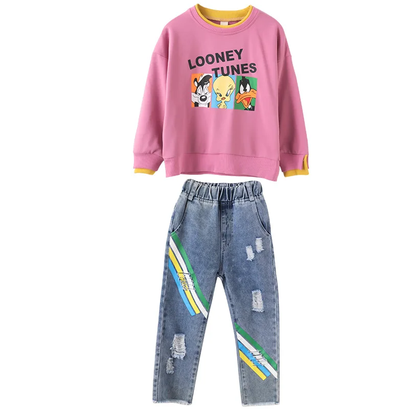 

Girls' Suit 2020 New Chinese Children's Korean Leisure Fashion Cartoon Two-piece online celebrity Spring and Autumn Fashion Tide
