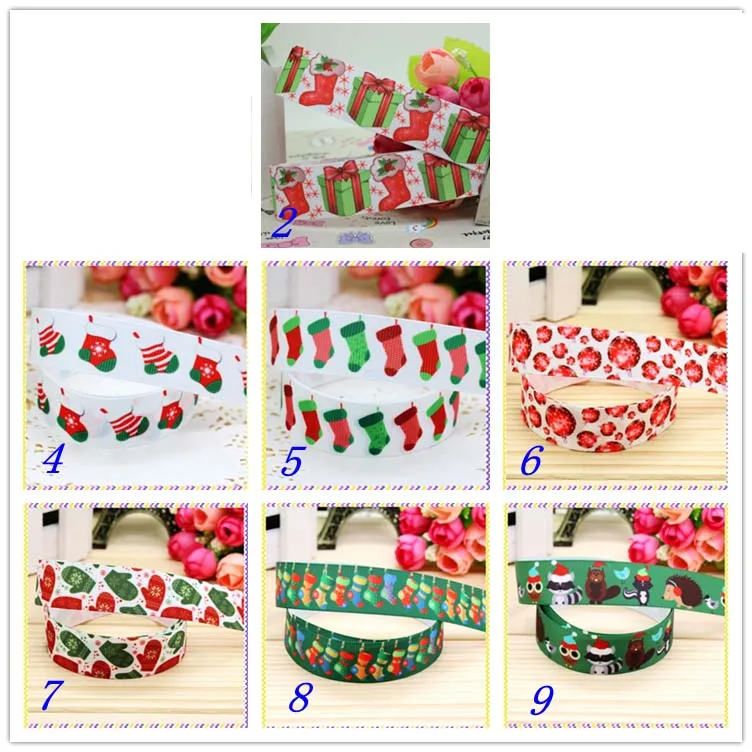 7/8 ''Бесплатная доставка Рождественские носки с принтом корсажная лента бант