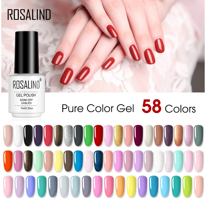 

ROSALIND 7ML Gel Nail Polish Gel Varnish Paint Semi Permanent Nails Art Gel Nail Polish For Manicure Gellak Top Coat