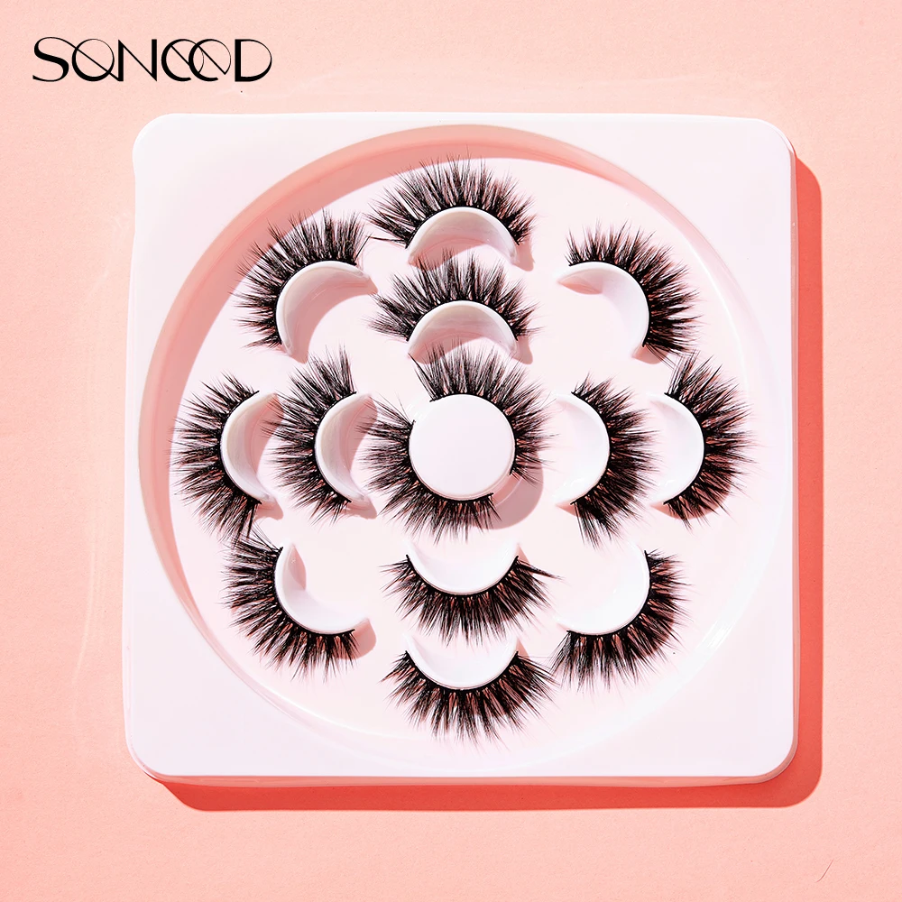 

Soneed 7 Pairs Multipack 3D Mink Lashes False Eyelashes Handmade Wispy Fluffy Long Lashes Natural Eye Makeup Tools Eye Lashes