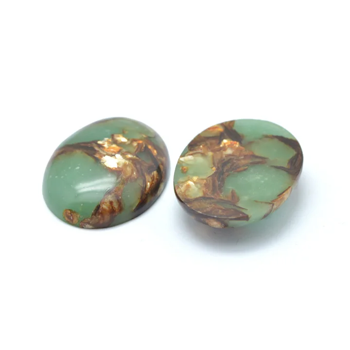 10 шт. синтетический Овальный Золотой медный камень и регалитовые Кабошоны