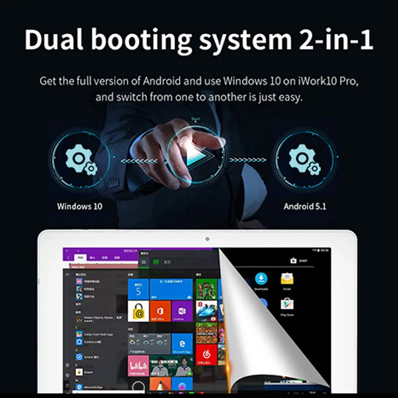 ALLDOCUBE IWork 10 Pro 2 дюйма 1 планшетный ПК Intel Atom X5-Z8350 4 Гб ОЗУ 64 Гб ПЗУ 1920*1200 ips 10,1 дюймов Windows 10 Android 5,1