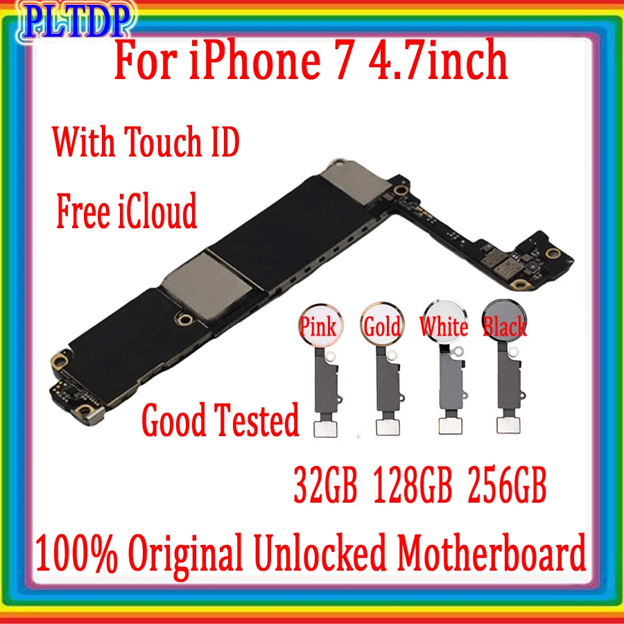 Разблокированная материнская плата для iPhone 7 с Touch ID/без ID полные чипы 100% оригинал
