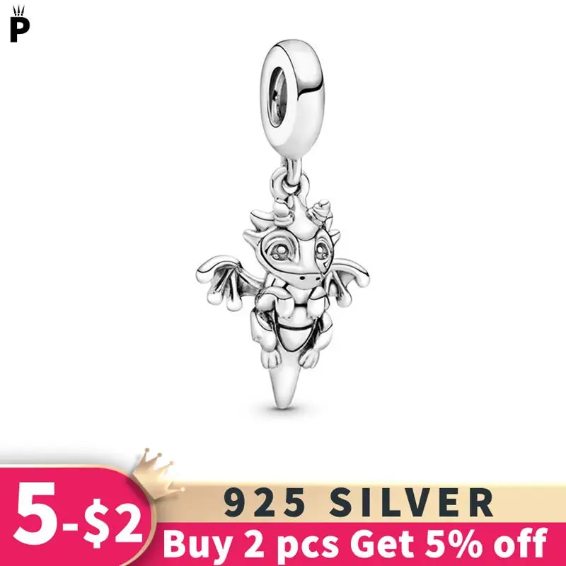 

Fashion New Real 925 Sterling Silver You Are Magic Dragon Dangle Charms Beads Fit Original Women Bracelet Necklace Jewelry Gift