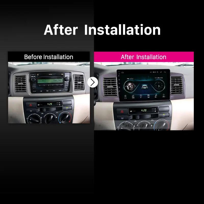 

Seicane HD Touchscreen Bluetooth 9 inch Android 9.1 GPS Car Radio for Toyota Corolla 2006-2013with AUX support Carplay DAB+ OBD
