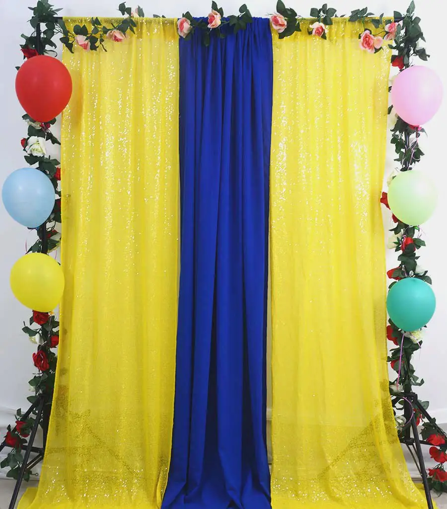 Блесток шторы 2 панели 96 дюймов желтый блесток фон блестящие фоны выпускного