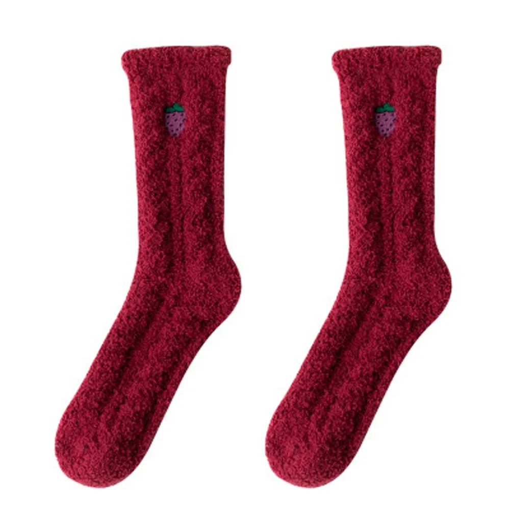 wine red 1Pair Socks Women Cute Animal Fashion Thick Warm Casual Winter Autumn Soft Cotton Floor Sleeping Females Korean Style Socks - Цвет: wine red