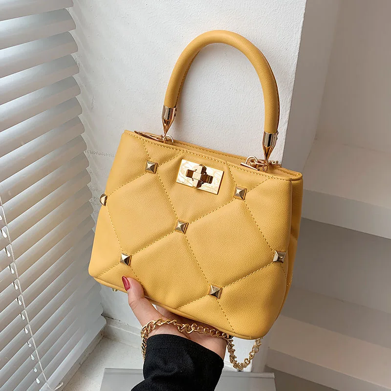 

High Quality Rivet Leather Shoulder Bags for Women 2021 New Fashion Women's Handbag Ladies Casual Concise Designer Crossbody Bag